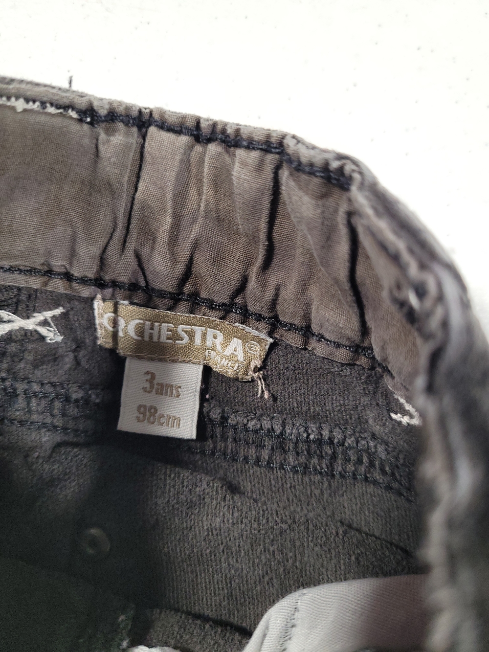 Hestra Black Corduroy Skinny Pants with Pink Floral Stitching - Picture 3 of 4